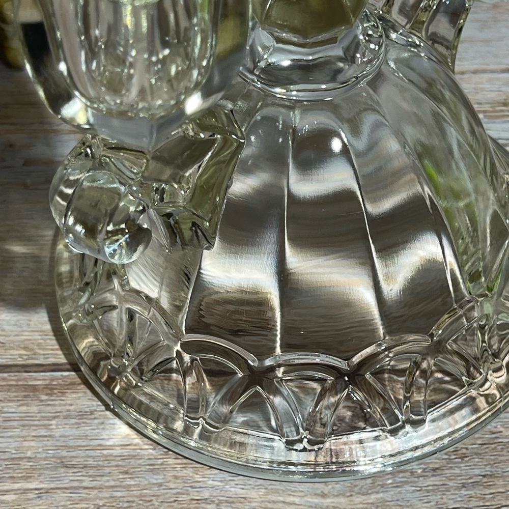 Vintage Imperial Glass Lace Double Light Crystal Candle Holder 4.5 inches - Picture 9 of 10